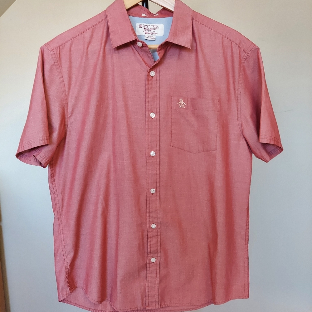Original Penguin Men's Red Short Sleeve Shirt Classic Fit Sz M By Munsing Wear